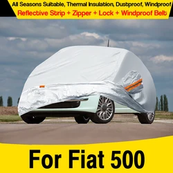 Full Car Cover Auto Anti-UV Sun Rain Snow Dust Wind Proof Resistant Cover For Fiat 500 500C 500e 2007-2025 (Not Fit 500L)