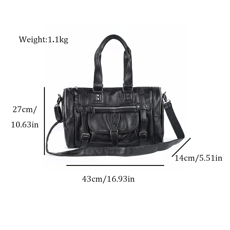 Pouch Large Capacity Male PU Leather Travel Bag Casual Luggage Bag Multifunction Shoulder Bags Handbag Crossbody Bolsos