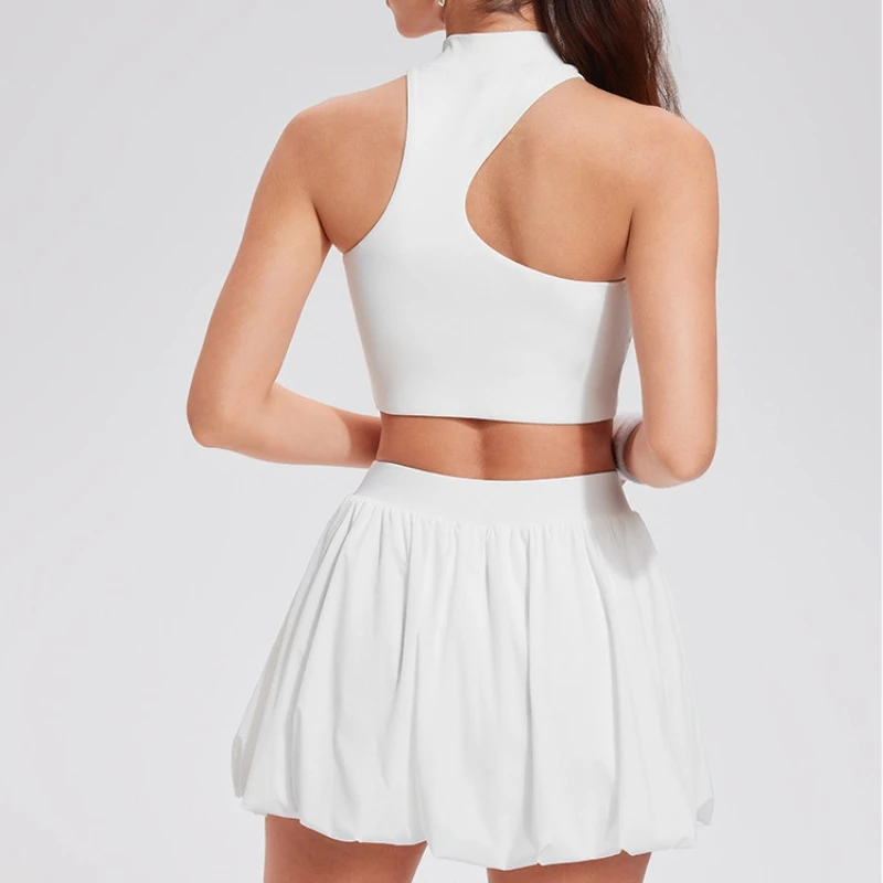 2 قطعة مجموعة اليوغا الصالة الرياضية مجموعة النساء القمم الرياضية تنورة قصيرة تجريب الملابس الرياضية تشغيل الملابس ارتداء رياضي الغولف الرياضة البدلة