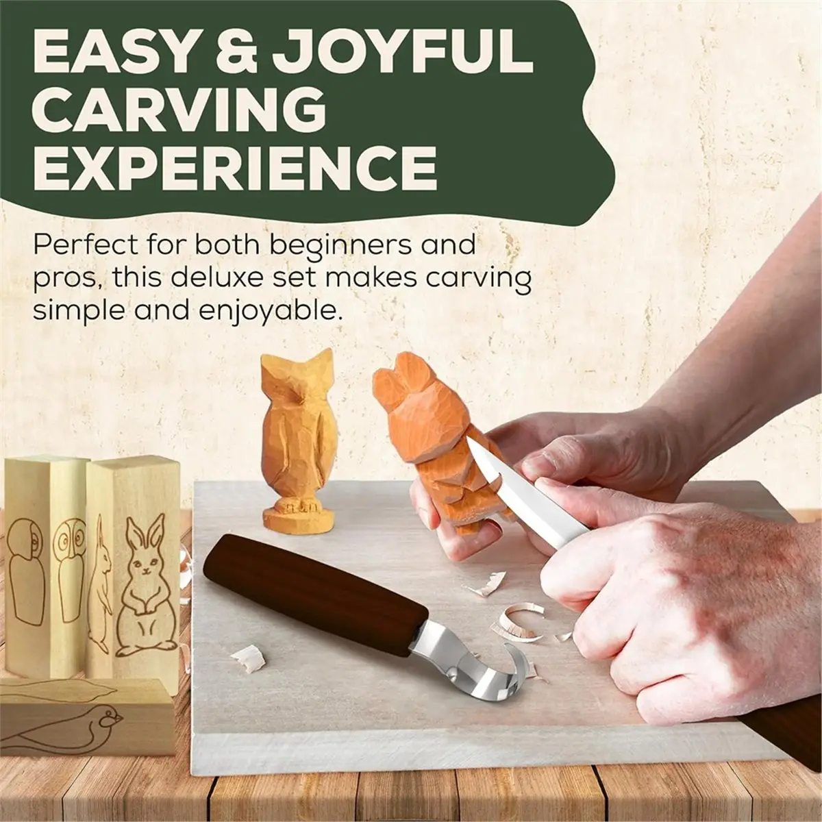 23-Piece Wood Carving Set - Professional Whittling, Spoon, Detail, Gouge, and Trim Tools for Woodworking & Crafting