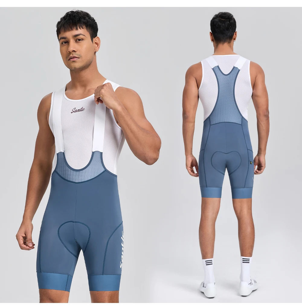 Santic Herren-Sommer-Radsport-Trägerhose, atmungsaktiv, schnell trocknend, Schwammkissen, 5 Stunden Komfort, stoßfest, rutschfest, Fahrrad-Shorts – Detail 10