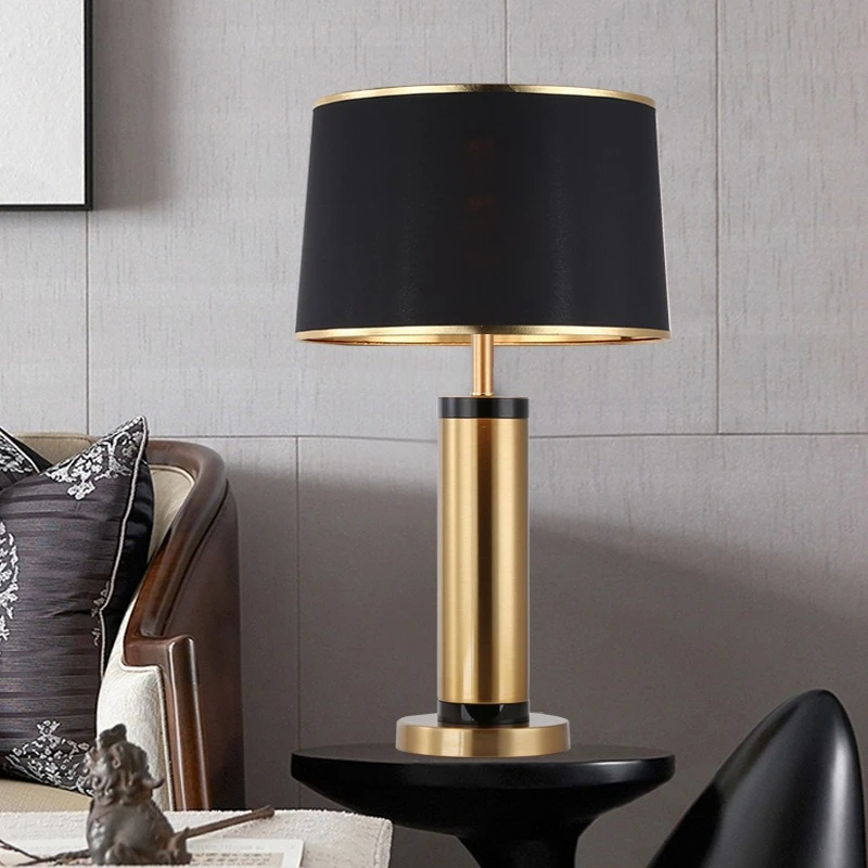 

Modern Living Room Hotel Black Metal Fabric Desk Lamp Bedroom Bed Light Emitting Diode Luxury Desk Lamp