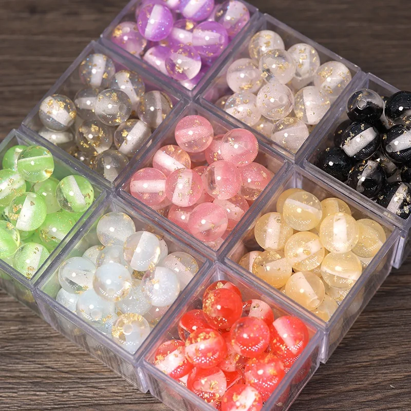 

Glossy Round Golden Foil Spots 8mm 10mm Resin Plastic Loose Beads Lot For Jewelry Making DIY Bracelet Findings