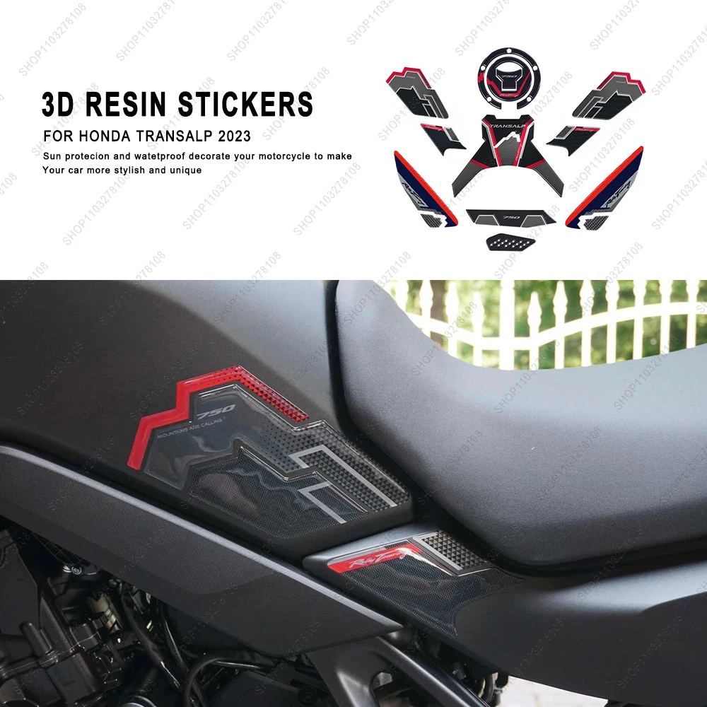 

For HONDA XL750 TRANSALP 2023 Limited Edition 3D gel Resin Motorcycle Tank Pad Protection Sticker New Decorative Decal