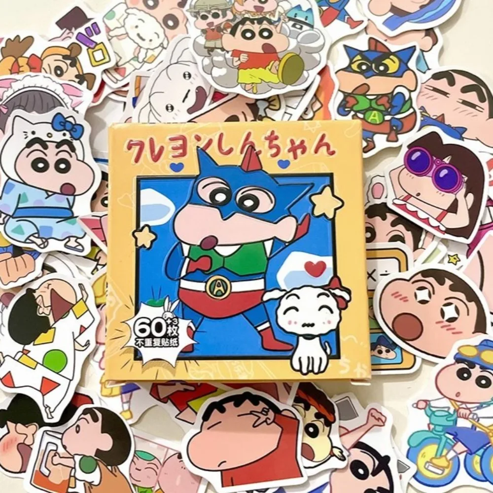 60Pcs Crayon Shin-chan Stickers Anime Waterproof Graffiti Decals for Laptop Water Bottle Scrapbook Kids Gift