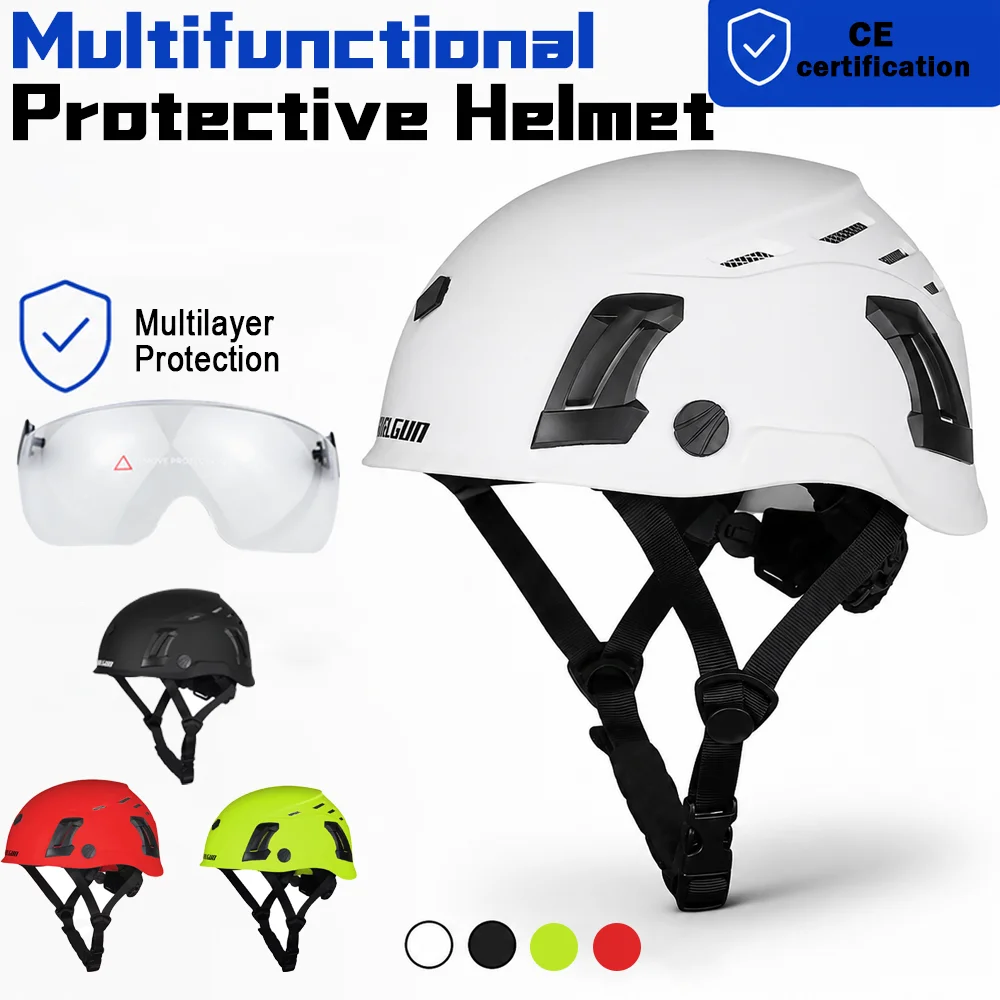 Casco de Seguridad para la Construcción WALGUN K202 CE con Gafas Protectoras y Pegatinas Reflectantes para Trabajo Industrial, Casco de Protección para Ingenieros