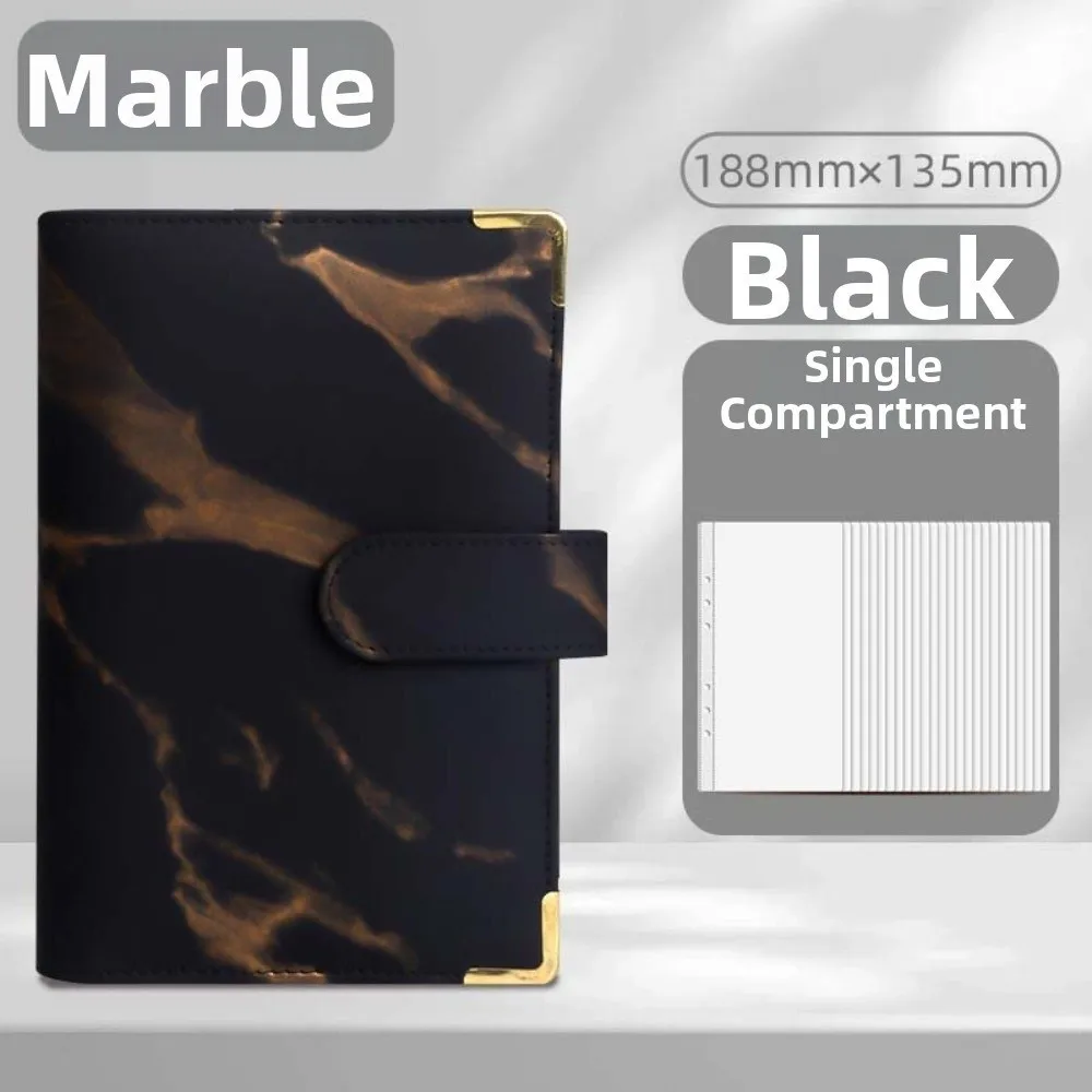 Mini A6 Money Saving Binder Faux Leather Cash Envelopes Savings Challenges Book Durable Marbling/Leopard Print