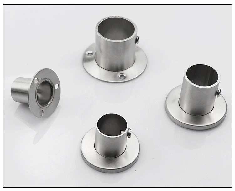 Stainless Steel Flange Bracket, Wardrobe Curtain/Towel Round Tube Holder, Furniture Fittings, Fit 19/22/25/32mm Pipe