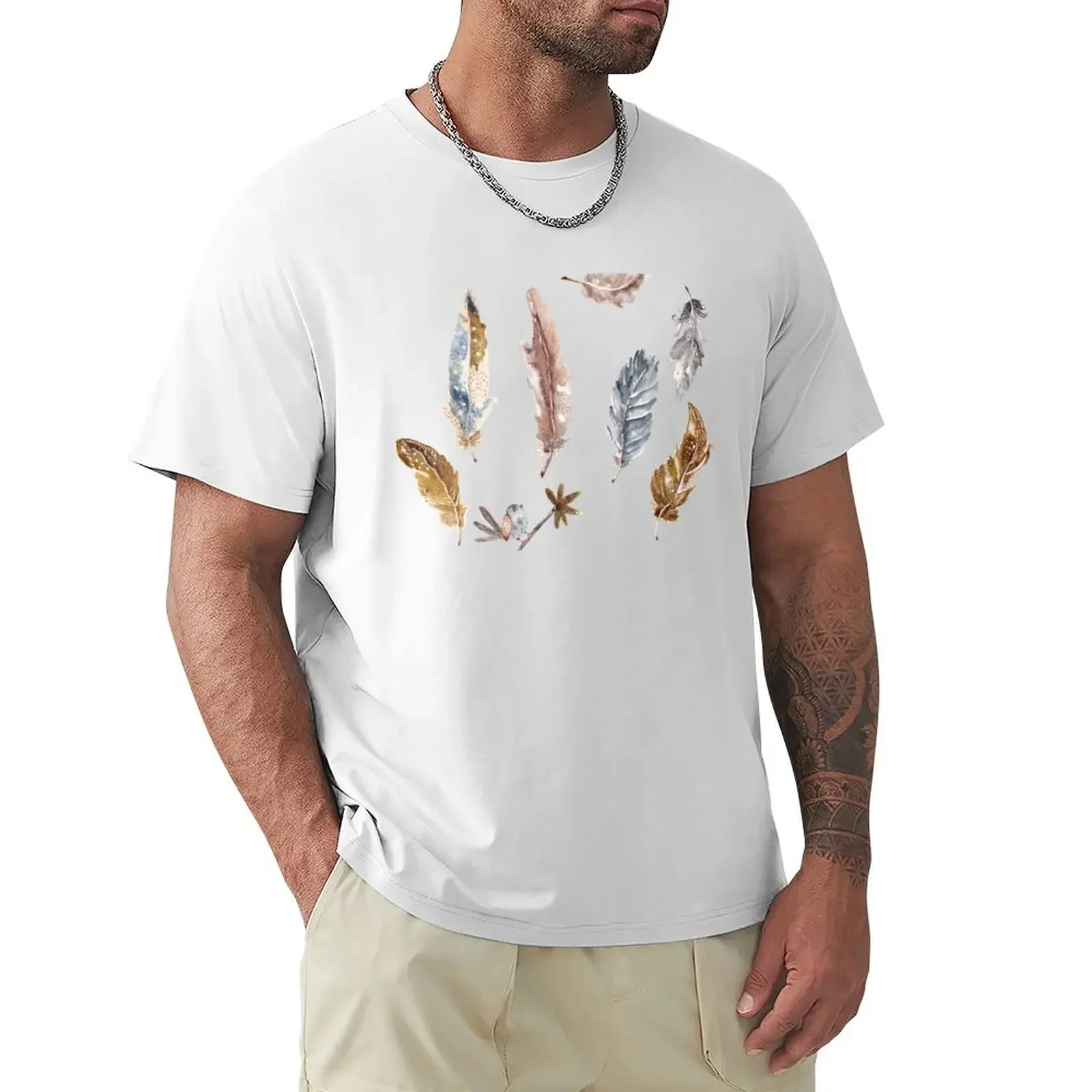 

Watercolour Feathers T-shirt kawaii clothes for a boy Men's t-shirt