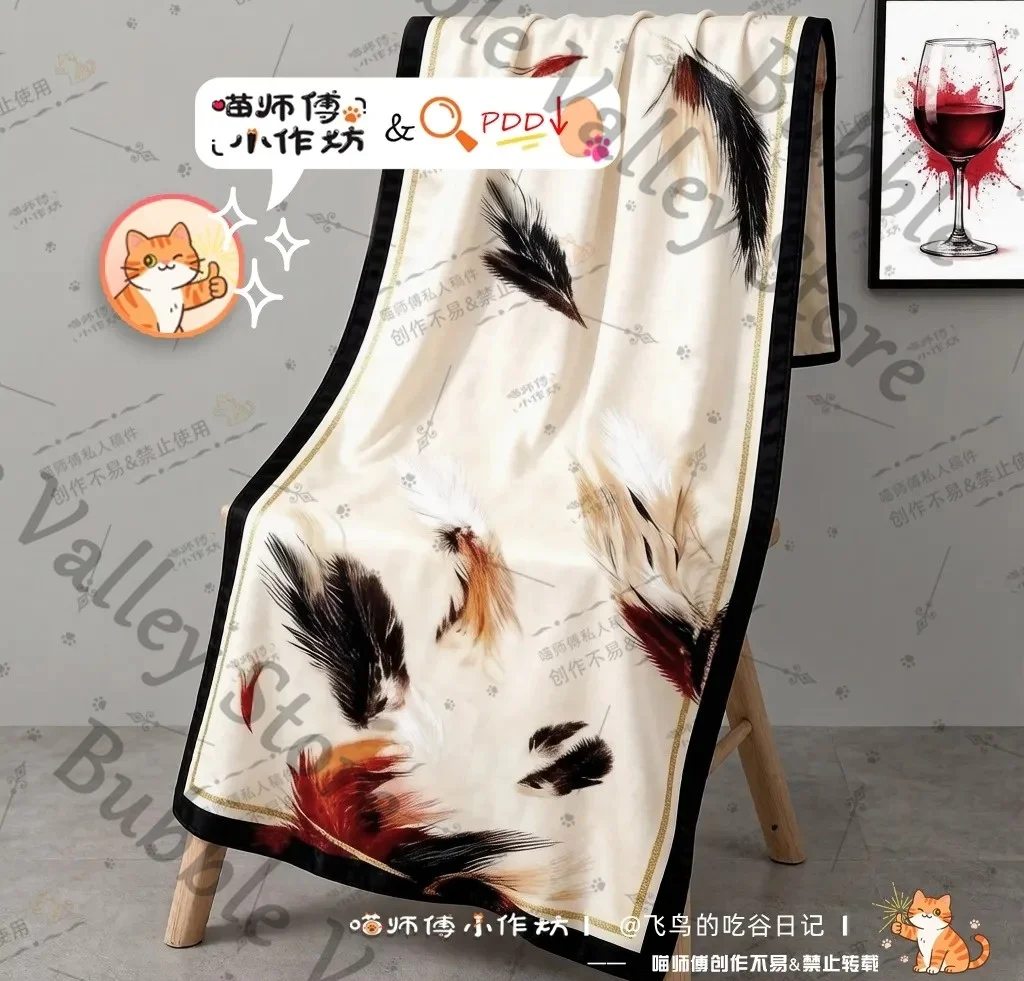 

Anime Love and Deepspace Sylus Cosplay Crow Feather Bath Towel Hand Towels Cartoon Soft Washcloth Facial Cleansing Tissue Gift