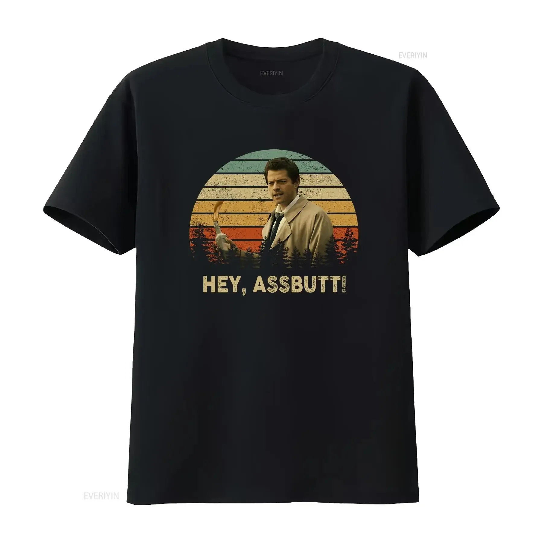 

Misha Collins Hey Assbutt Vintage Movies Quote s For T Shirt vintage Washed Breathable homme Versatile Stretched streetwear