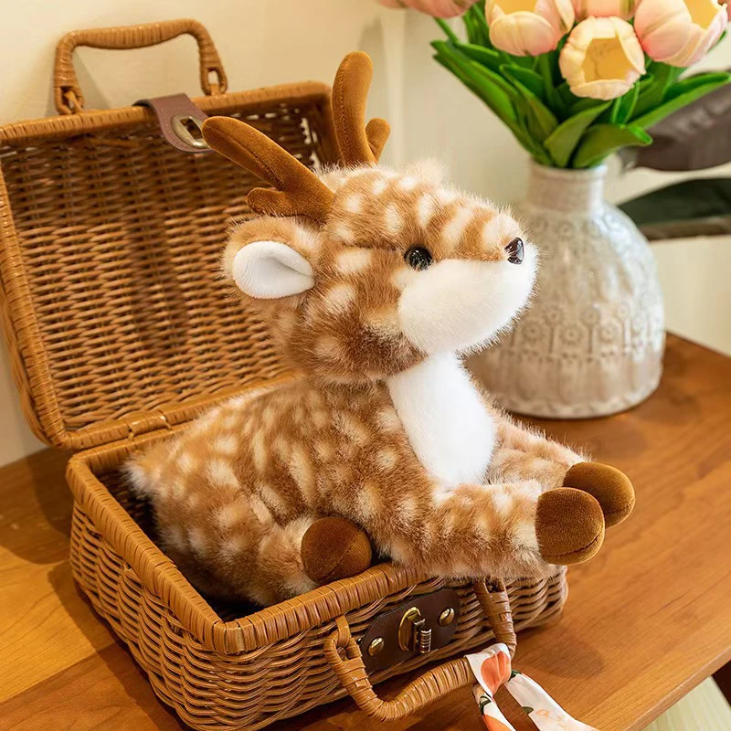 Cute Simulation Sika Deer Plush Toys Christmas Deer Toy Stuffed Animal Dolls Toys Soft Plush Pillow Home Decoration Xmas Gifs