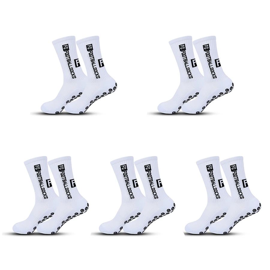 5 Pairs Of Football Socks Men Women Sports Socks Non-slip Silicone Outdoor Dreathable Sweat Absorption Rugby Soccer Socks