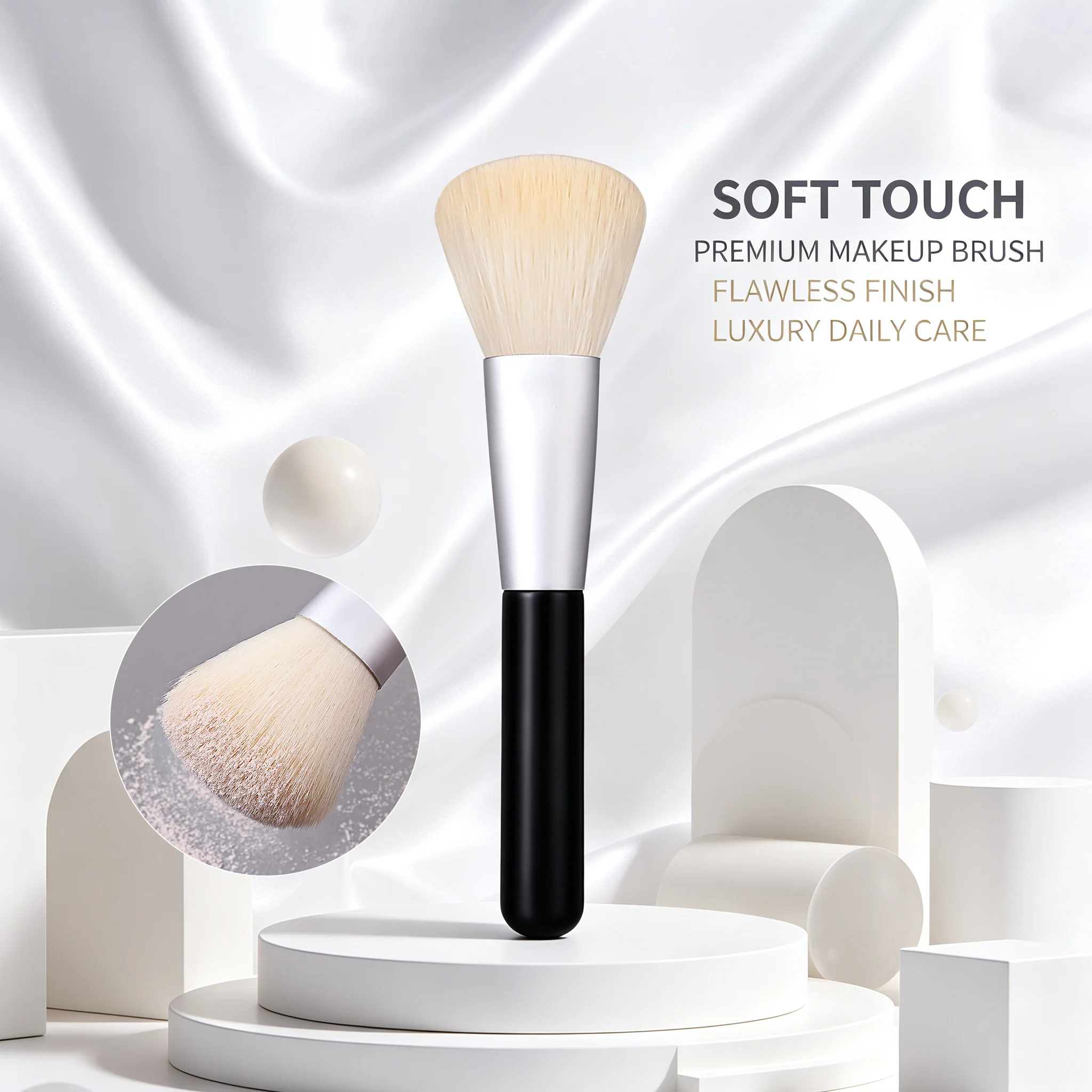 Blush Makeup Brush,for Loose Powder,Setting Powder,Blush&Bronzer, Flawless Finish Luxury Daily Care Cosmetic Tool