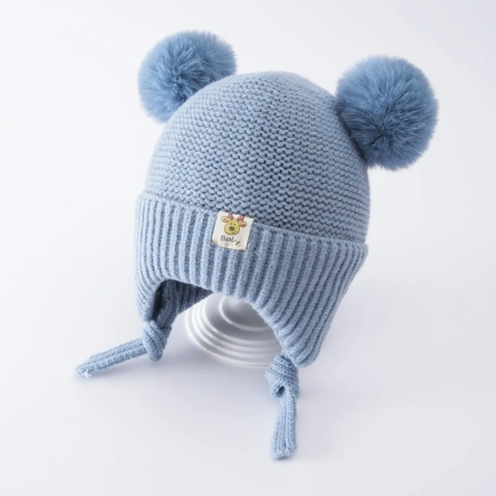 

New Warm Pullover Cap Windproof Pompom Ear Protection Hat Coldproof Knitted Cap