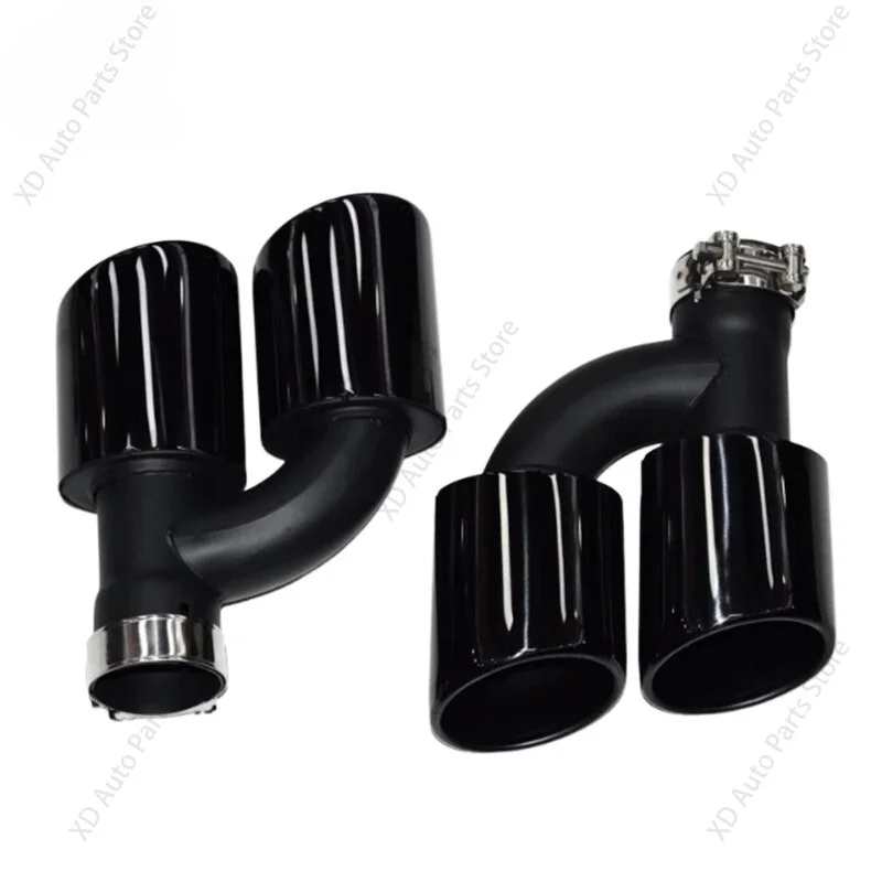 Exhaust Systems For Audi A3 A4 A5 A6 Quad Tailpipe Exhaust Retrofit S3 S4 S5 S6 Stainless Steel Black Muffler Tip Nozzle Parts