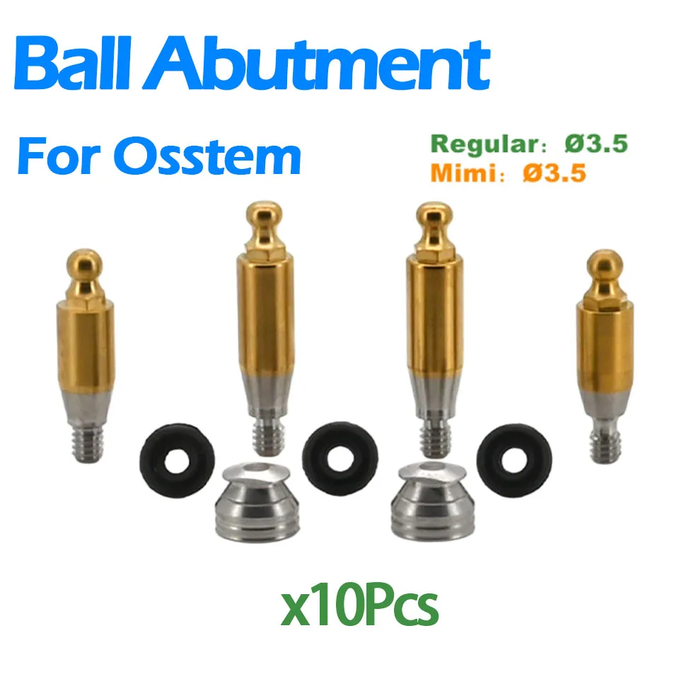 10Pcs Dental Implant Overdenture Ball Clasp Abutment Compatible Osstem Titanium Stud Anchorage With Female Matrix Caps Washer