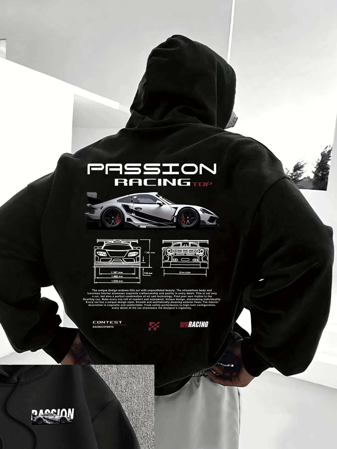 2026 Herren Hoodie Passion Racing Auto Grafik-Print Pullover Kapuzenpullover Herbst Winter Streetwear Lässige Langarm-Oberteile – Detail 16
