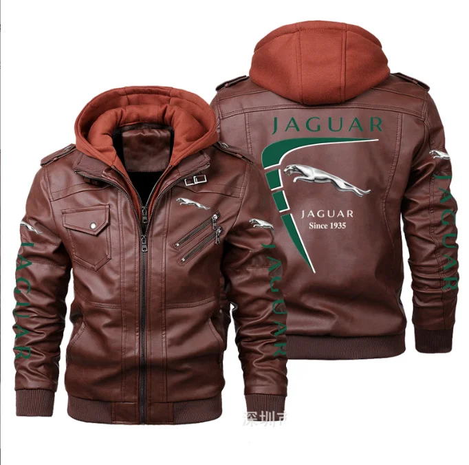 New F1 Racing Suit Men's Leather Jacket Jaguar Motorcycle Racing Team Cycling Suit Long Sleeve Autumn and Winter Warm Jacket