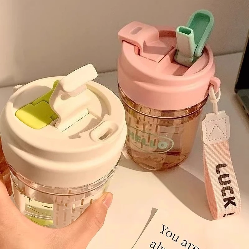 580ML BPA-Free Plastic Water Cup With Straw, Compact Cute Leakproof Water Bottle For Student Kids Teen & Daily Adult Outdoor Use - view 4