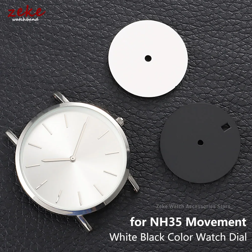Blank Watch Dial 28.5mm for NH35 Movement Watch Dial Matte Watch Face Black White Color Single Window for Watchmaker Accessories