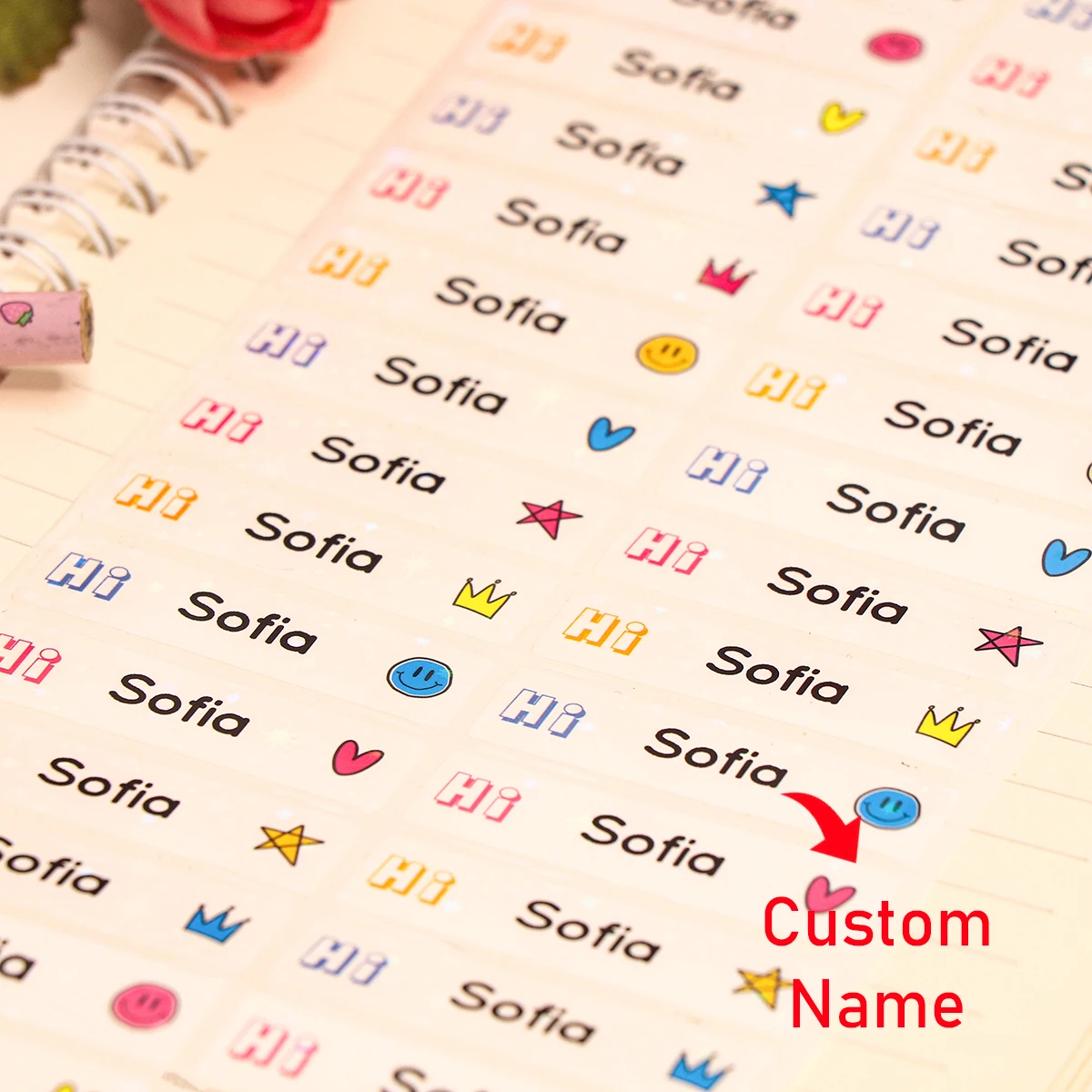 Cartoon Animal Name Tag Stickers Custom Transparent Waterproof Personalized Children Labels Kids School Stationery