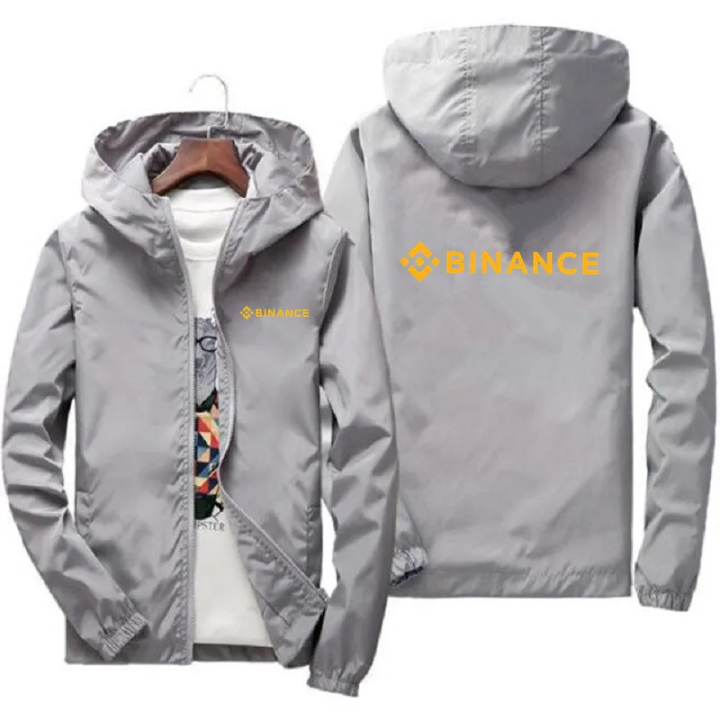 Spring Summer New Men\'s Jacket BINANCE Coat Simple Solid Baseball Neck Zipper Windbreaker Coat Cycling Coat