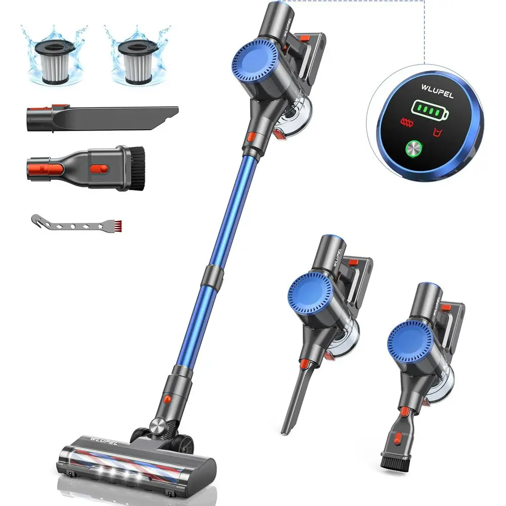 30KPA 400W Cordless Vacuum Cleaner, Powerful Stick Vacuum with 45Min Detachable Battery, 80000RPM Lightweight Handheld Vacuum fo