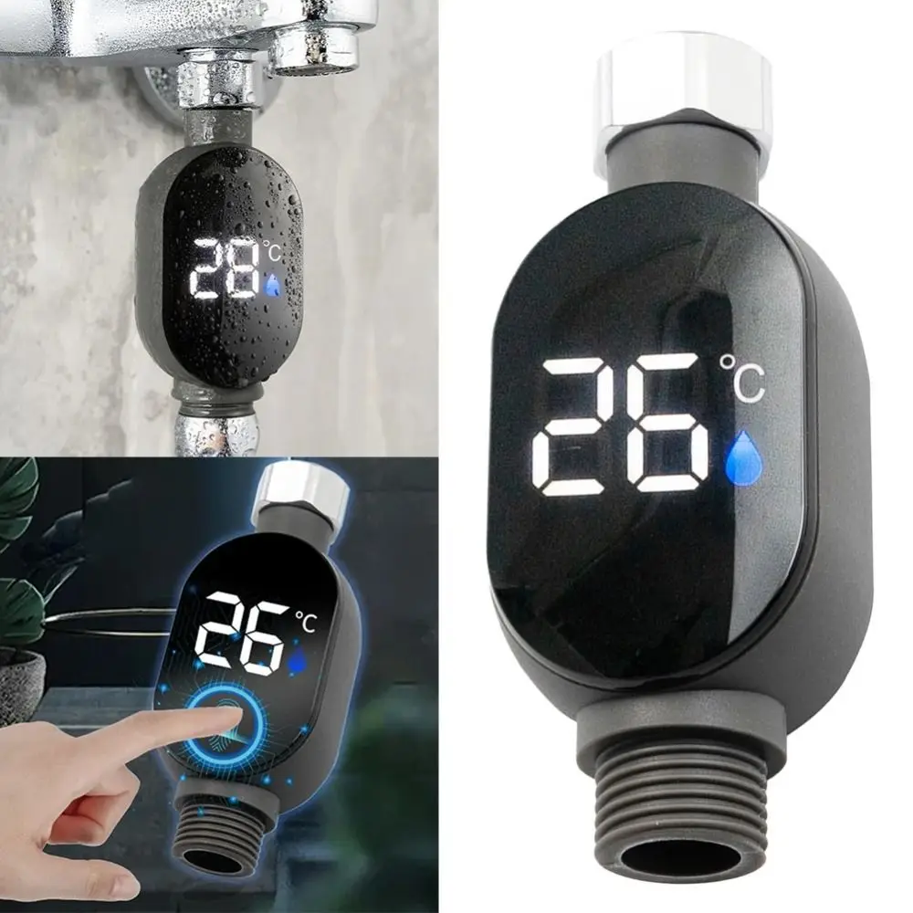 

Stainless-Steel Water Temperature Gauge Waterproof Touch Control Bath Water Thermometer Indicator Tool LED Shower Thermometer