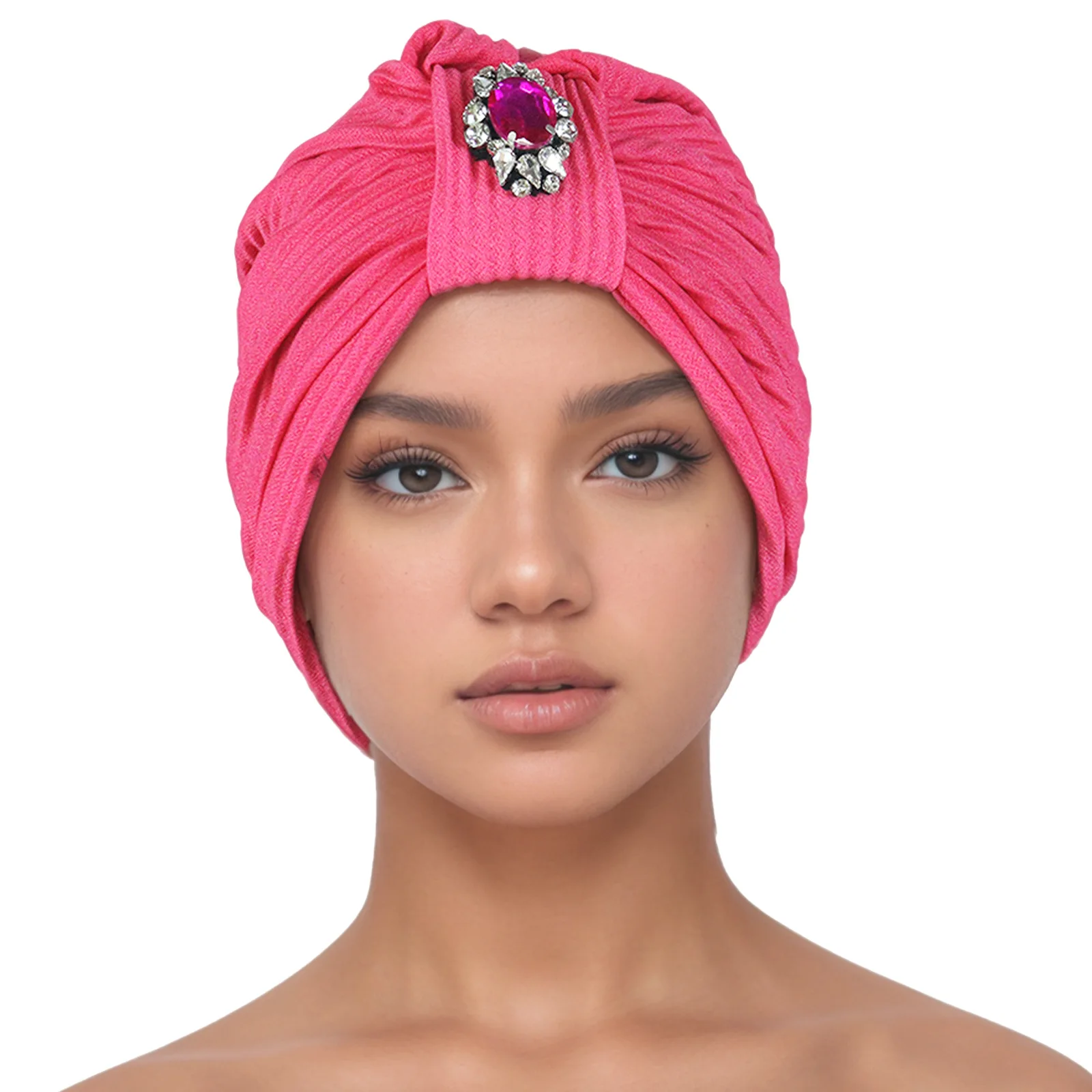 

Indian Hat Turban Diamonds Bonnet Women Chemo Cap Muslim Hijab Nigeria Wedding Party Headscarf Head Wrap African Headwear Hat