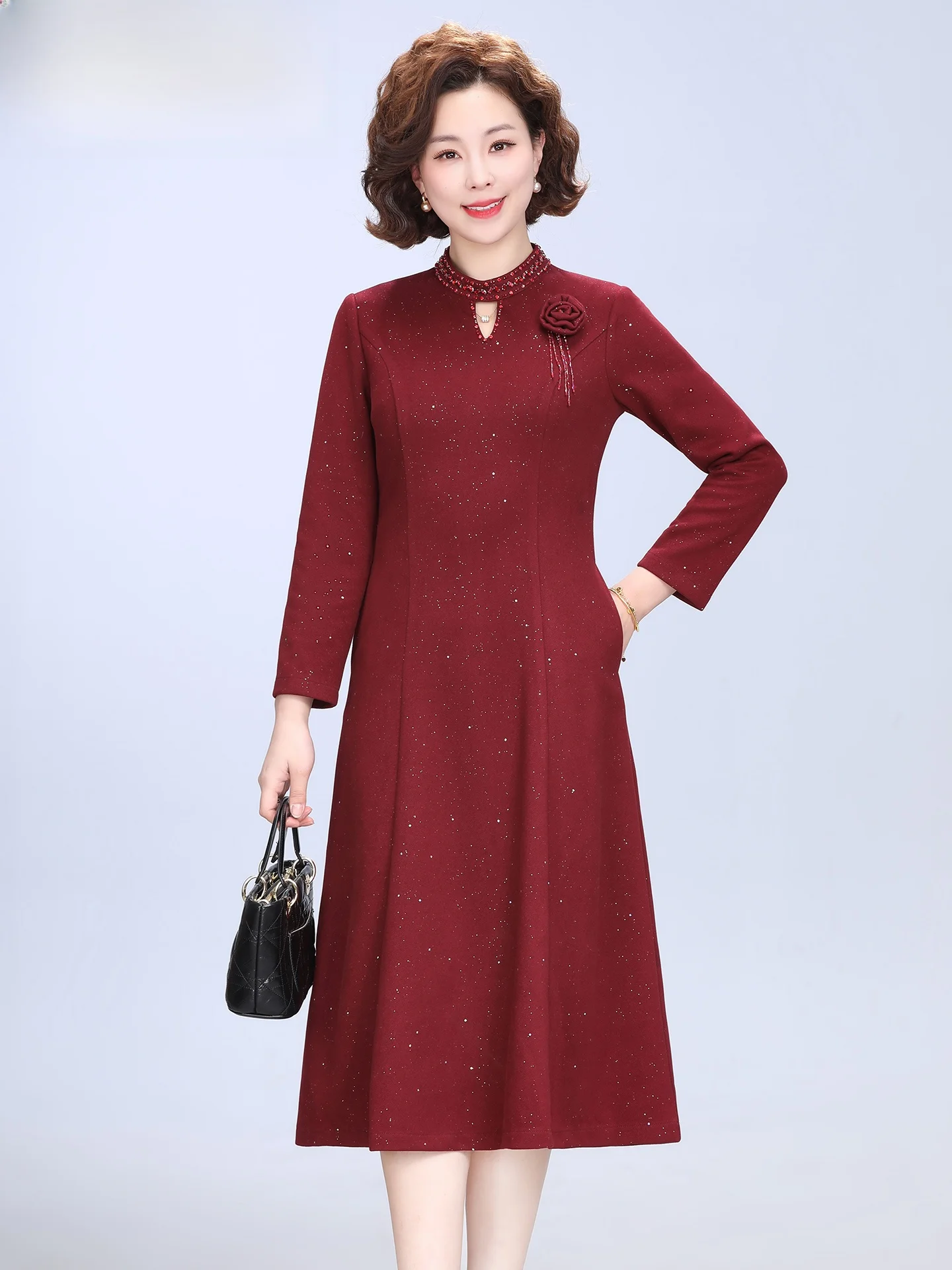 

Hengyuanxiang Brand March Wedding Dress Red Spring Autumn Women's Fashionable Mom Wedding Banquet Clothes