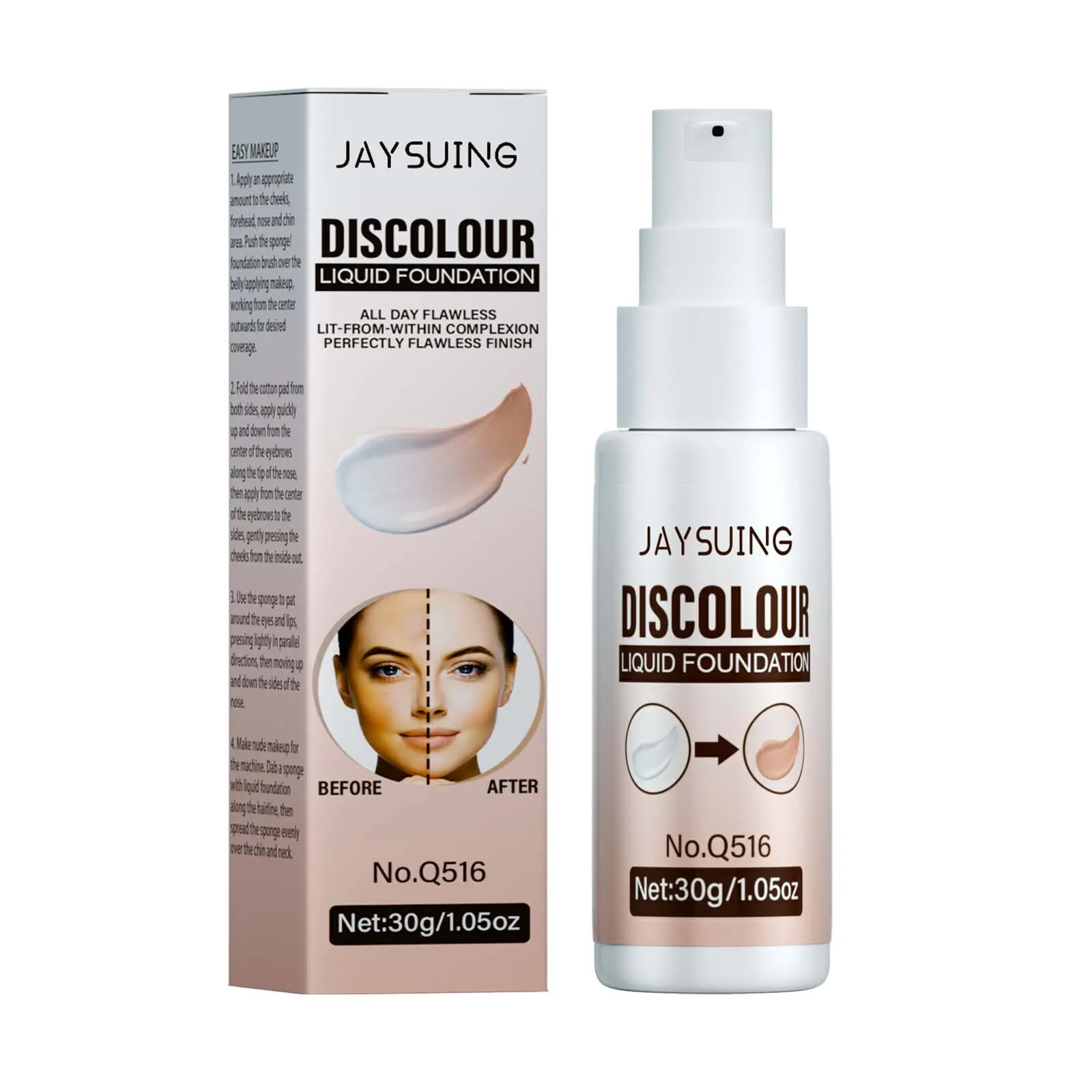 Corretivo base líquida para maquiagem facial, de longa duração, proteção de água, hidratante, fosco, fosco, base creme