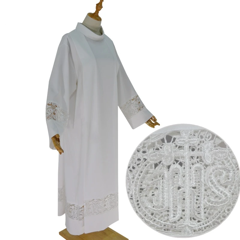 Catholic Church Priest Pastor Robe Seminarian Costume Surplice ALB Cassock Lace Liturgical Alb Cottas Vestment Clerical Clothing