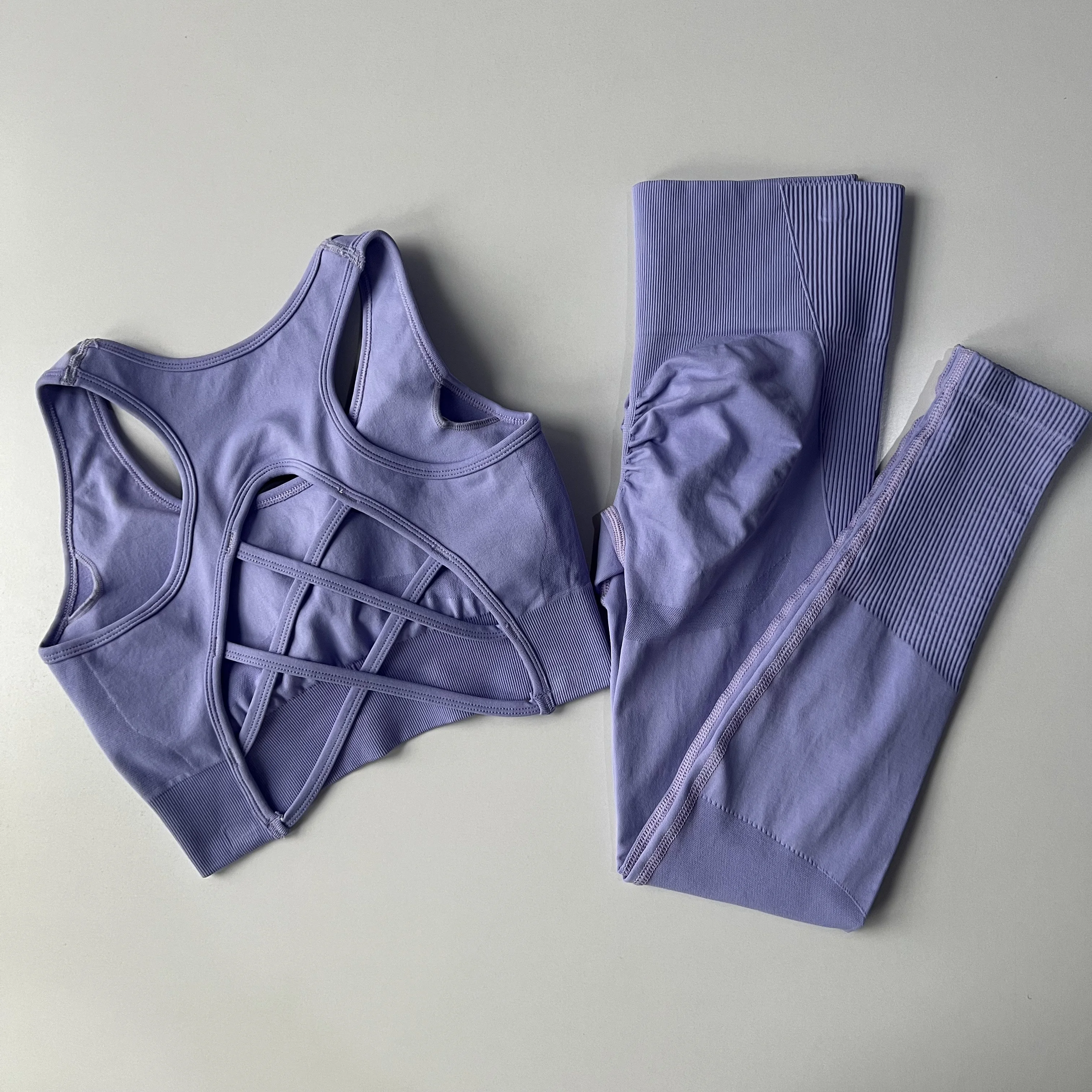 Stoßfeste Sport-BHs Leggings Professioneller Fitness-Schönheits-Rücken-BH Schnelltrocknender Laufanzug mit hoher Taille Zweiteiliges Yoga-Set – Detail 9