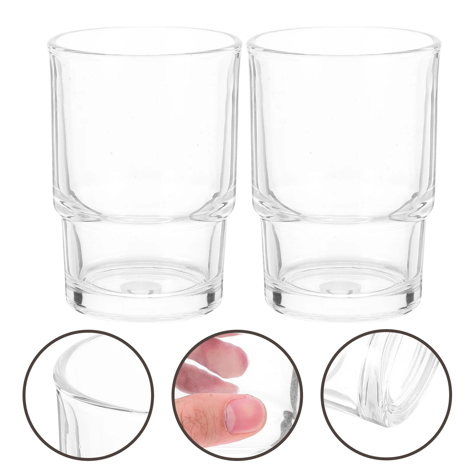 

2Pcs Glass Bathroom Toothbrush Holder Cup Transparent Rinsing Holder Toothpaste Cup Bathroom Glass Storage Cups