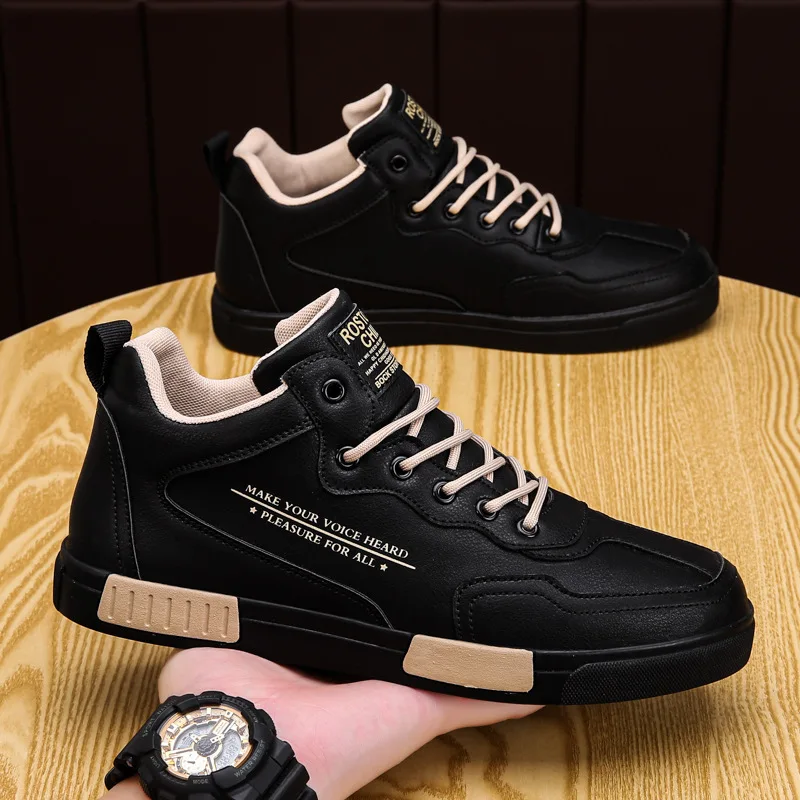 

Men Sneakers Autumn Winter 2024 New Student Sports Skateboard Shoes Thick Sole Anti Slip Comfortable Lace Up Outdoor Work Shoes