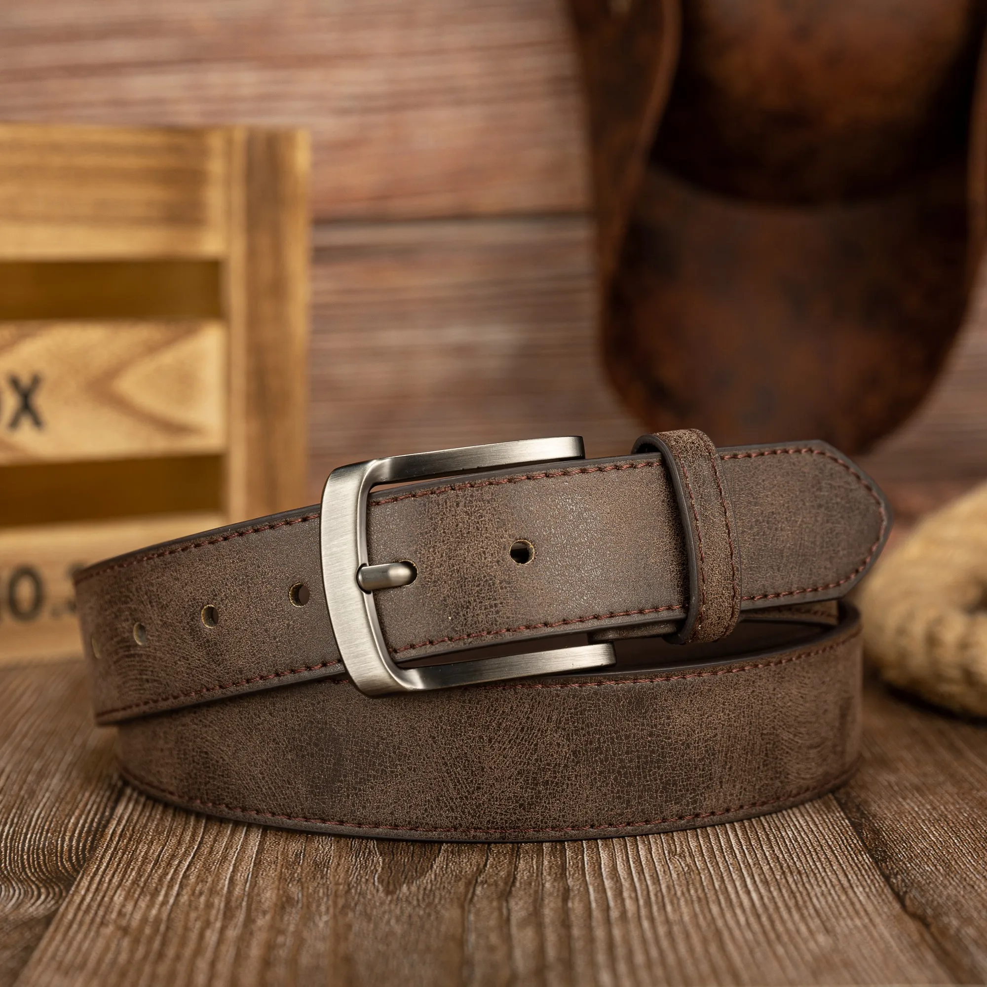 Modischer Vintage-Gürtel aus PU-Leder mit Schnalle, Unisex-Taillengürtel für Männer und Frauen – Detail 3