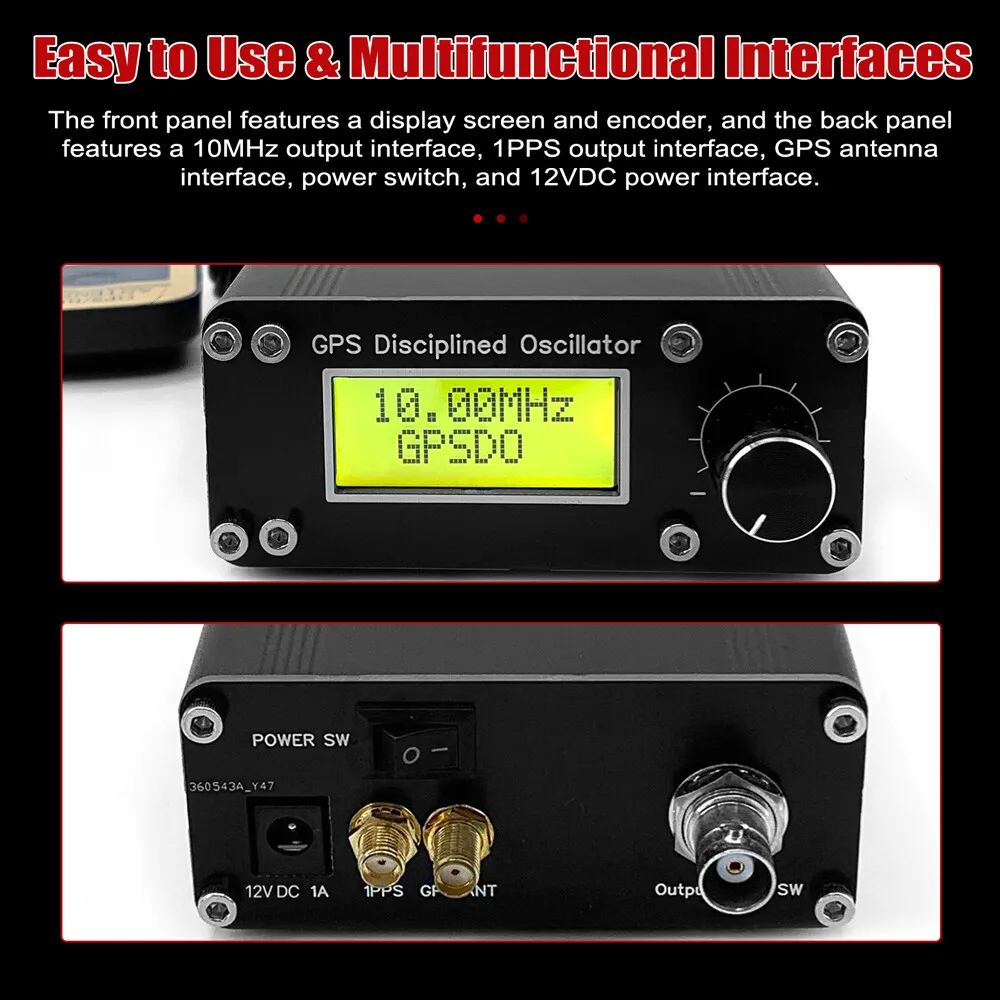 GPSDO 10MHz Frequency Signal Source Positioning System Square Wave GPS Disciplined Oscillator with LCD Display