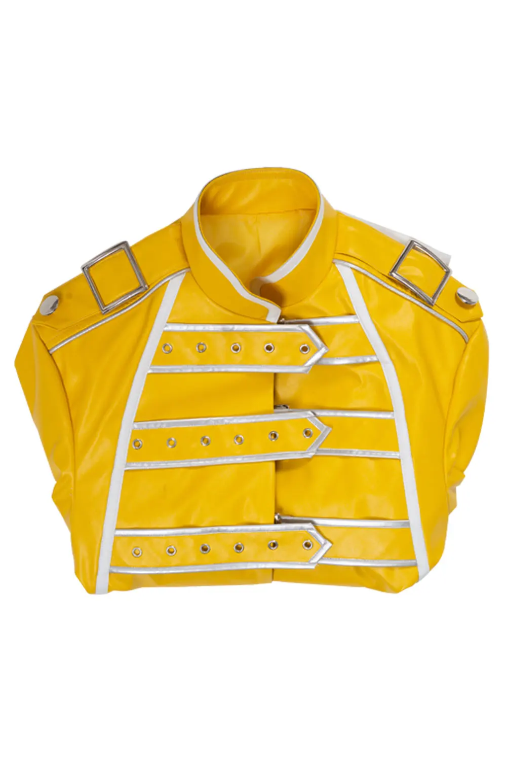 Freddie Mercury Fantasia de Cosplay para Homens Adultos, Vocais Queen, Jaqueta Amarela, Casaco Halloween, Roupas de Festa de Carnaval, Anime