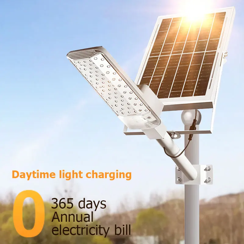 Farola solar exterior impermeable IP65, con un brillo de 10.000 lúmenes y un 320 °   rango de iluminación gran angular