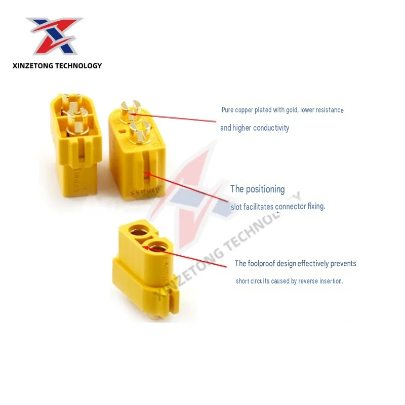 Amass XT60PM Genuine T-Plug Connector for Lithium Batteries and PCBs
