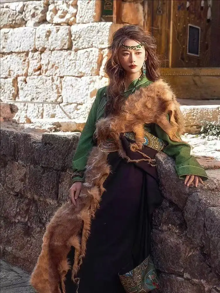 Ethnic Style Tibetan Robe Men Women Traditional Exotic Costume Niche Tourism Travel Photos Suit Halloween Prince Cosplay Costume - Image 2