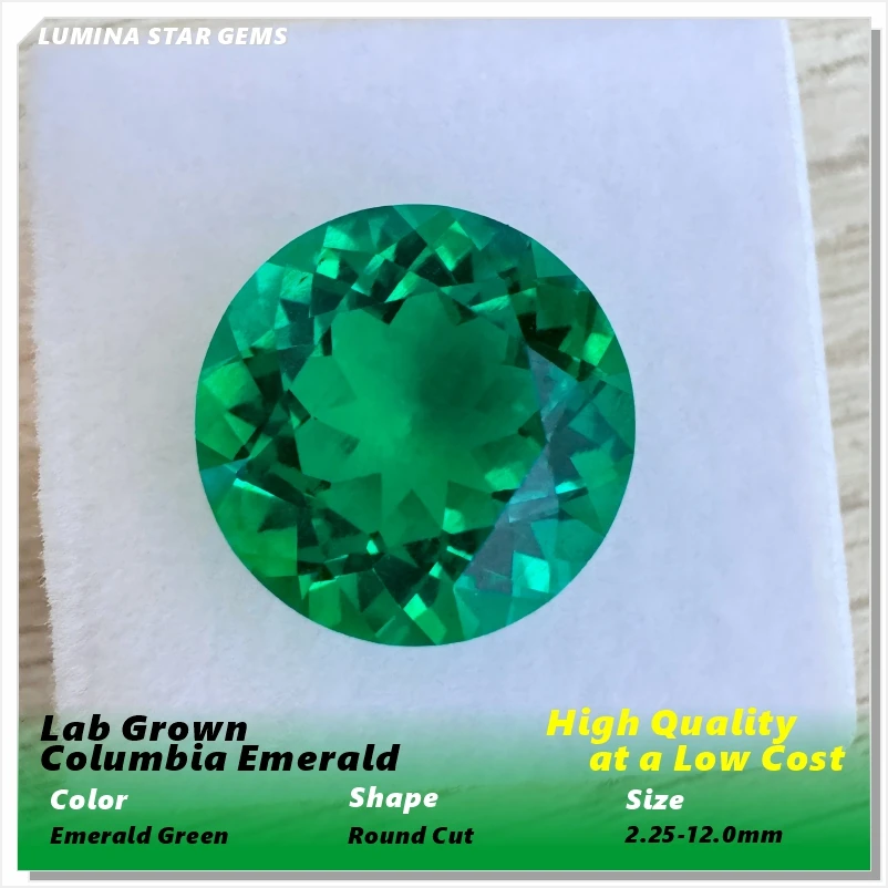 AbLab Grown Columbia Emerald Hand Cut Round Cut Gemstone for Women Jewelry Rings Earrings Making Selectable AGL Certificate