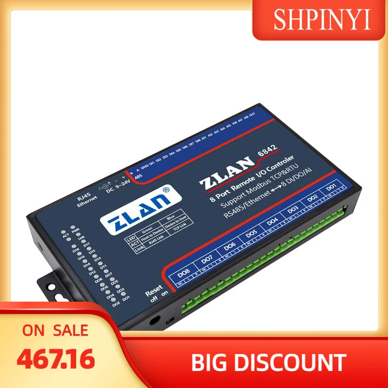 

8-диодный AI Modbus TCP Ethernet RJ45 удаленный модуль ZLAN6842 для связи и сети