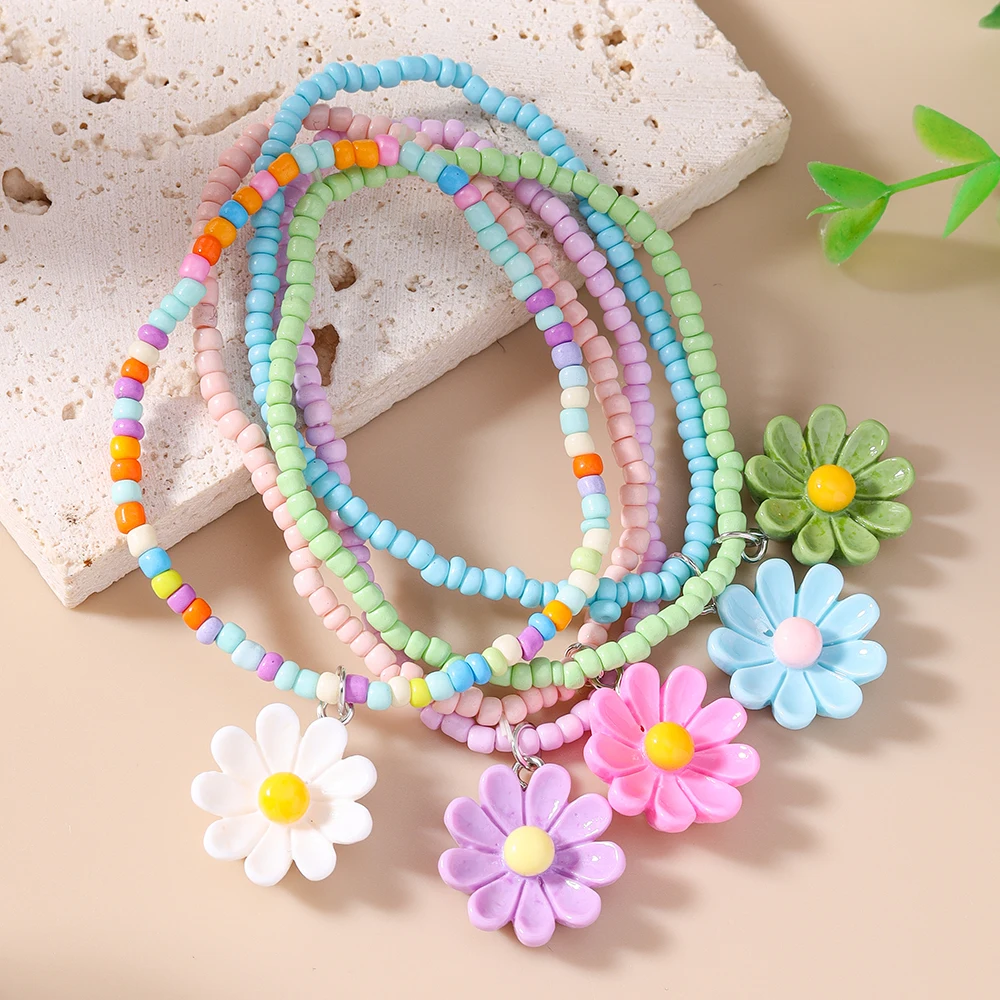 Aihua Bunte Perlenarmbänder im Bohemian-Stil für Frauen, handgefertigtes Blumenarmband, Schmuckgeschenke zum Geburtstag für Mädchen und Kinder – Detail 1
