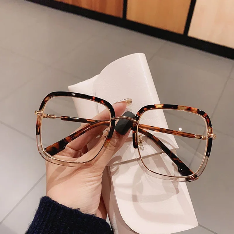 Kacamata Filter biru macan tutul hijau elegan, bingkai kacamata wanita, kacamata baca persegi, kacamata presbiopi, Plus Gafas