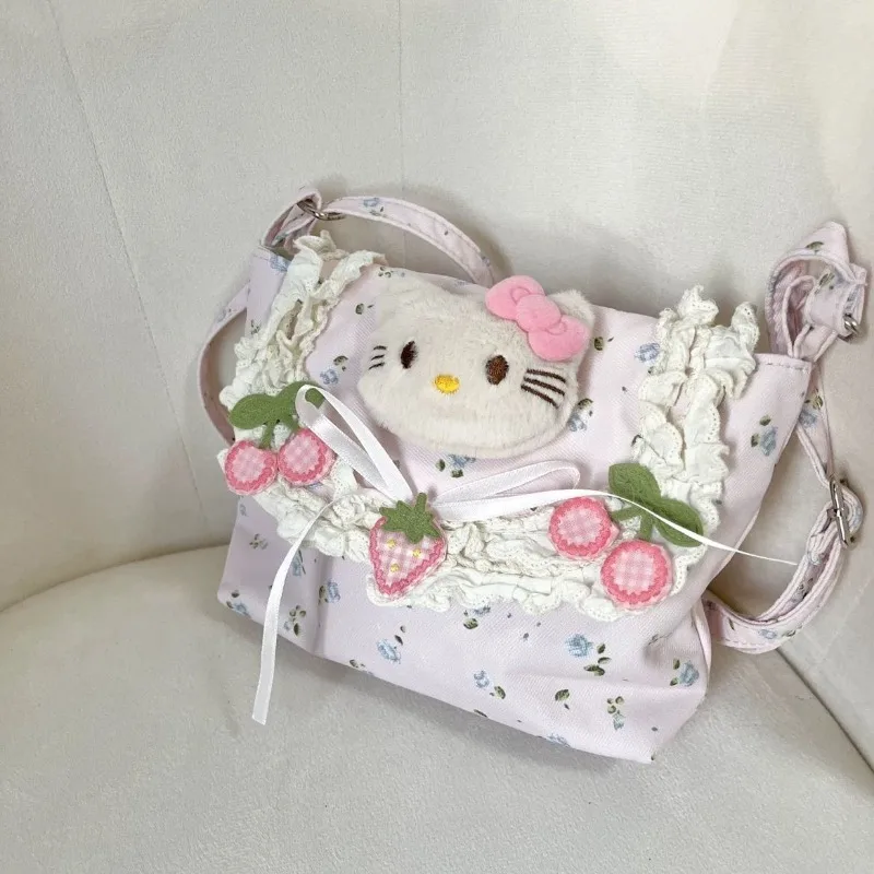 Xiuya Süße Umhängetasche für Frauen Hello Kitty Kawaii Japanischer Stil Kleine Mode Umhängetasche Vintage Y2k JK Weibliche Handtasche