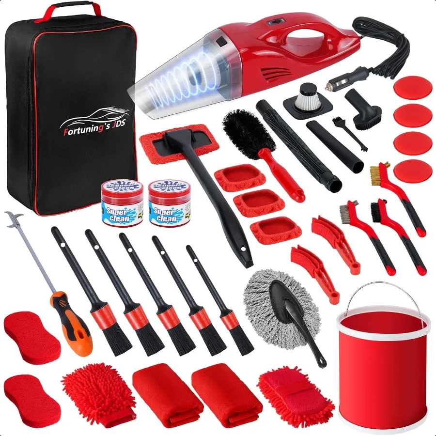 

37PCS Car Detailing Kit Interior Cleaner Auto Detailing Kit Car Vacuum Car Interior Detailing Kit Car Wash Kit with Bucket Deta