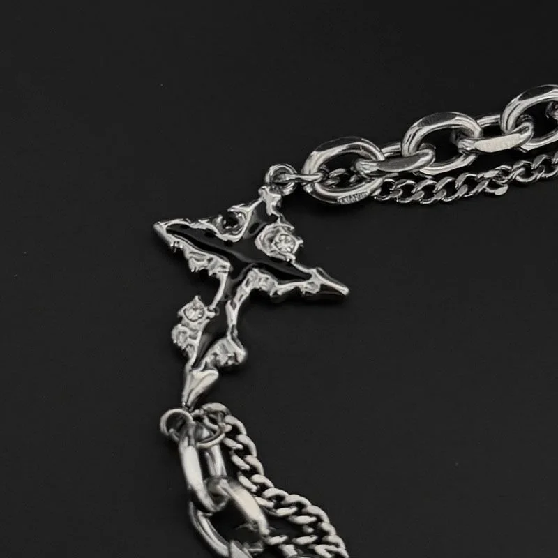 1 قطعة عالية الجودة الهيب هوب الفولاذ المقاوم للصدأ الصليب أساور للرجال النساء ربط سلسلة الطبقات أساور ارتداء اليومي مجوهرات هدايا