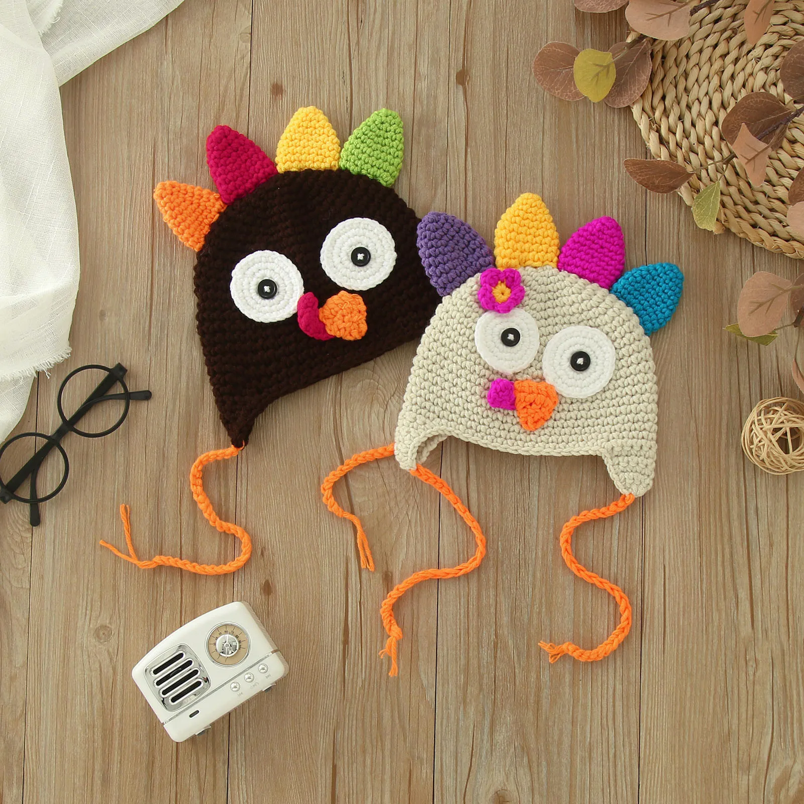 Thanksgiving Child Festival Gifts Baby Hat Infant Boys Girls Knitted Turkey Hats Warm Kids Beanies Handmade Cartoon Newborn Cap